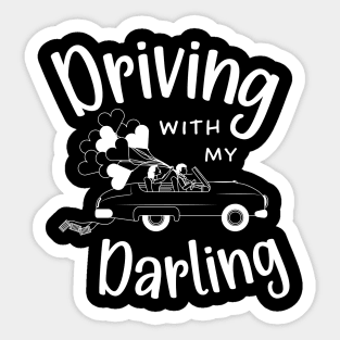 Driving with My Darling - Cute Romantic Couples Sticker